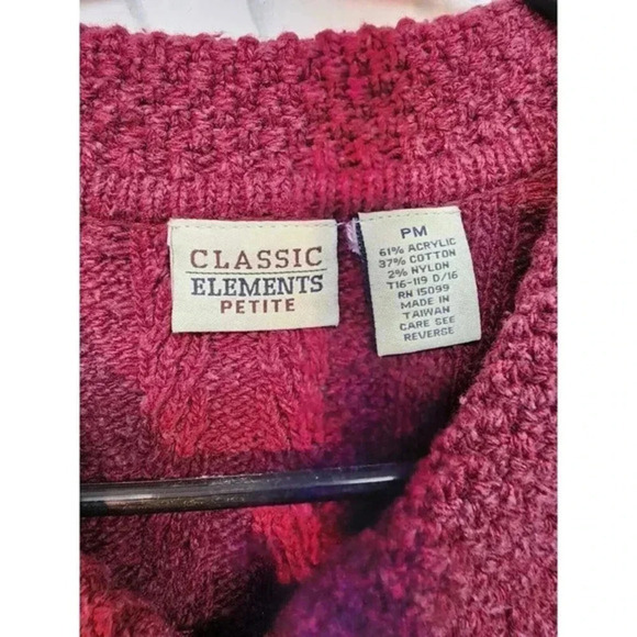 CLASSIC‎ ELEMENTS PETITE  Cardigan SWEATER Burgundy PL  Knit Cotton - Picture 9 of 10